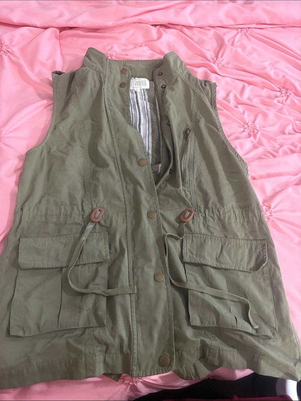 Sweet Wanderer Olive Green Utility Vest